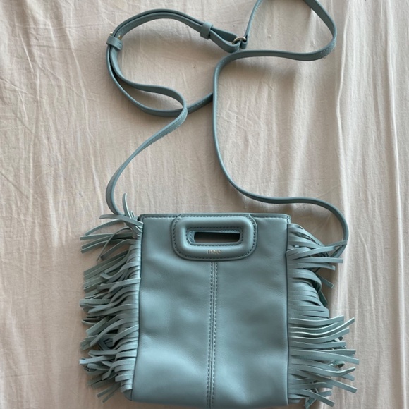 Maje mini light blue fringed bag - Picture 2 of 5